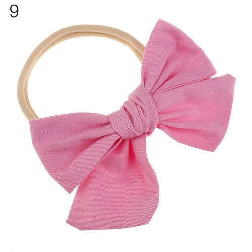 Lovely Floral Print Big Bow Baby Nylon Hairband Elastic Headband Turban Headwrap