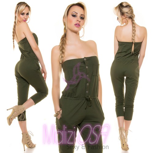 Overall tuta intera Donna MADE IN ITALY jumpsuit pantaloni cotone salopette Moda