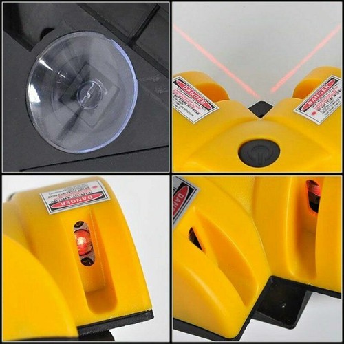 2 Linienlaser Wasserwaage Winkellaser Fliesenlaser 90° Saugnäpfen Winkelmesser