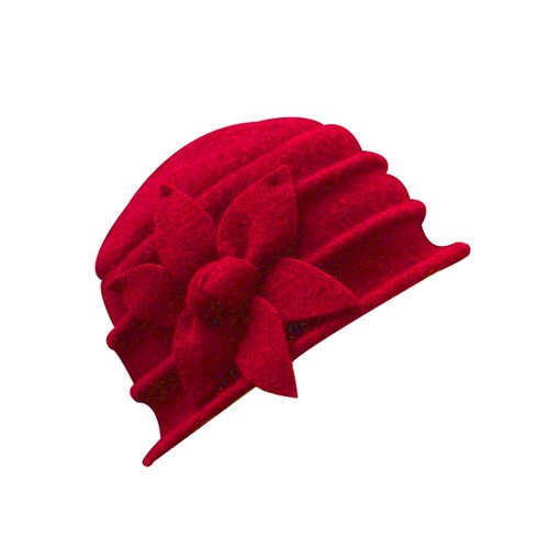 Women/'s Ladies Winter Vintage Elegant Wool Flower Felt Hat Cloche Bucket Cap