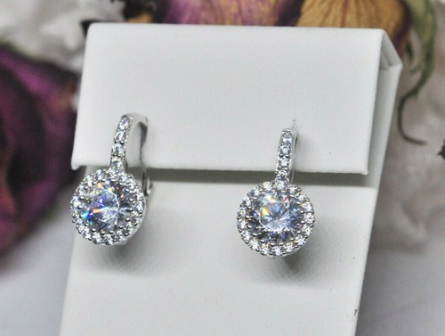 925 Sterling Silber Ohrringe Zirkonia rund crystal Hochzeit Nr 0437