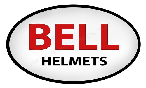 BELL HELMETS OVAL DIGITALLY CUTOUT VINYL STICKER 5/" X 3/" OVERALL SIZE