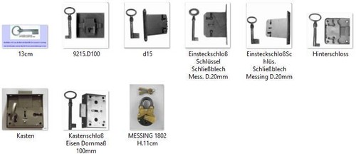 Kastenschloss a Eisen Dornmaß 45 mm mit Schlüssel links+rechts antik Retro Möbel