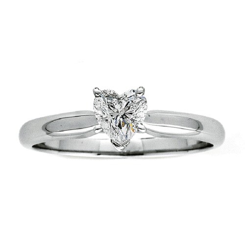 0.75 Ct Round Cut Simulated Solitaire Heart-Shaped Wedding Ring 10K White Gold