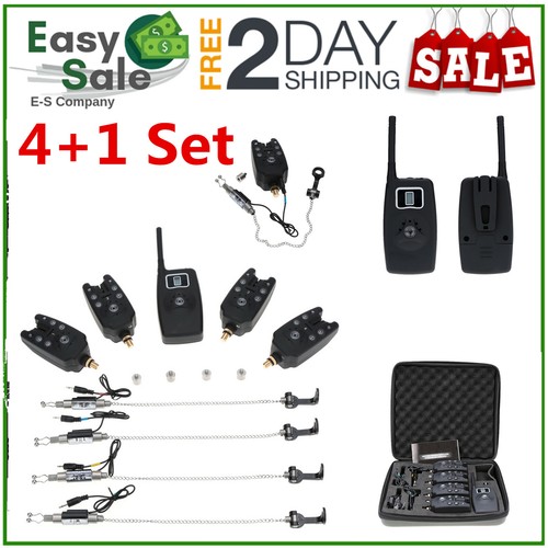 1 Empfänger 4 Hanger Swinger N4A4 4Funk Bissanzeiger Angelzubehö LED Alarm Set
