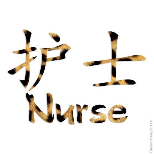 Size #2666 Nurse Chinese Symbols Decal Sticker Choose Pattern