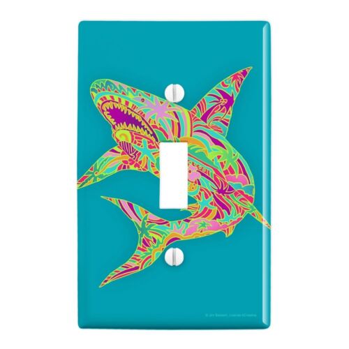 Mosaic Lily Shark Tropical Island Surf Wall Light Switch Plate Cover