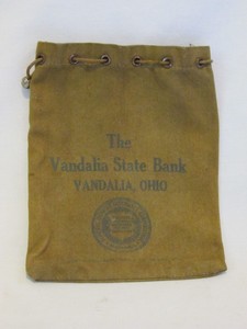 Vandalia-State-Bank-Canvas-Drawstring-Deposit-Bag-Ohio-Brown-Tan