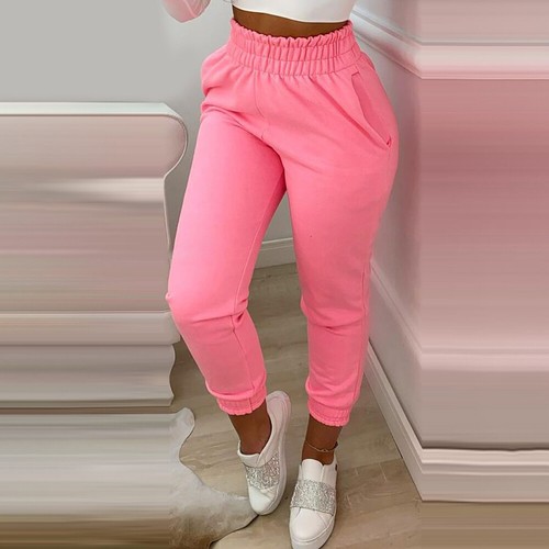 Women/'s Elastic High Waist Casual Joggers Pants Gym Activewear Trouser Bottoms