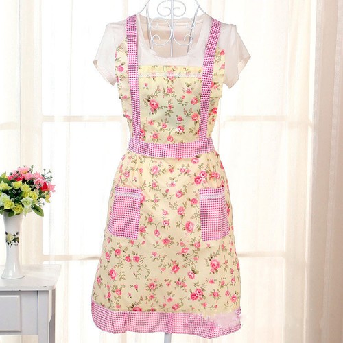 Restaurant Cooking Kitchen Bib Waitress Women Apron Dress With Pocket