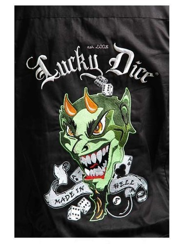 S-XXL Lucky dice-Bowling-Worker Camicia-Rockabilly-Green Devil-NUOVO!!!