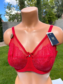 Wacoal 855186 Retro Chic Bra 34DD Red Lace Full Figure Underwire $68 Sexy NWT