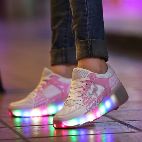 News Kids Flash Jazzy Junior Girls Boys Light Roller Heelys Skate LED Shoes Size