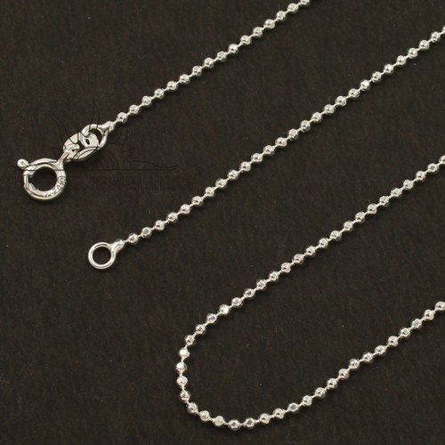 925 Solid Sterling Silver 1.2mm Round Beads Ball Chain Necklace 18inch FINE EDH