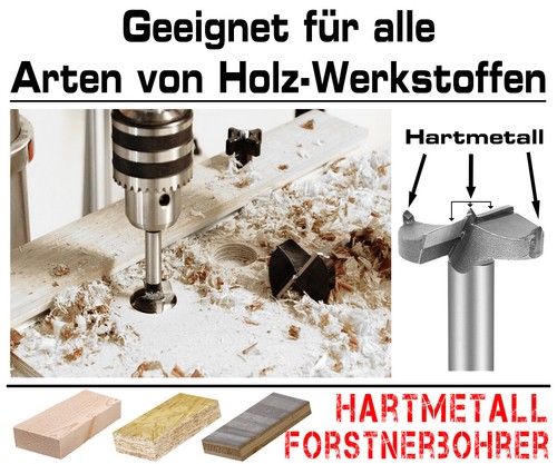 4 X carbure Forstner Art Casserole Charnière Perceuse Bois Fraise Ø 20 30 40 50 mm