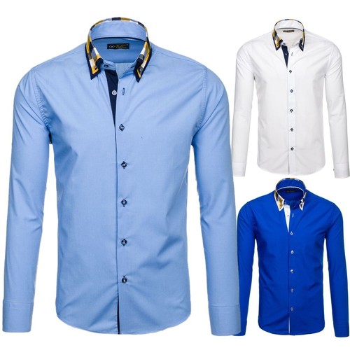 Herren Freizeithemd Herrenhemd Langarmhemd Slim Hemd Unifarben BOLF 2B2 Casual