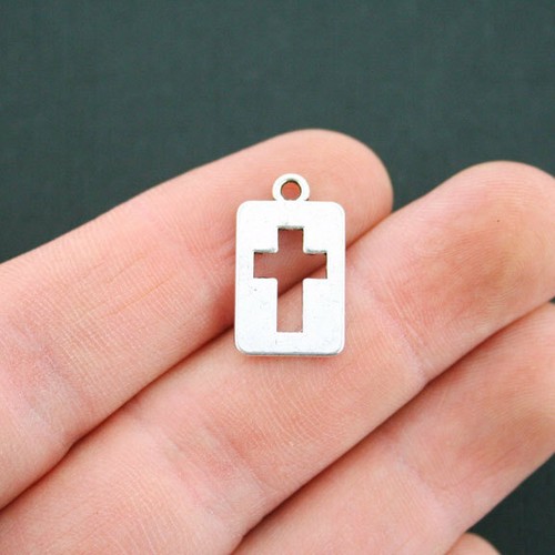 10 Cross Charms Antique Silver Tone 2 Sided SC5064