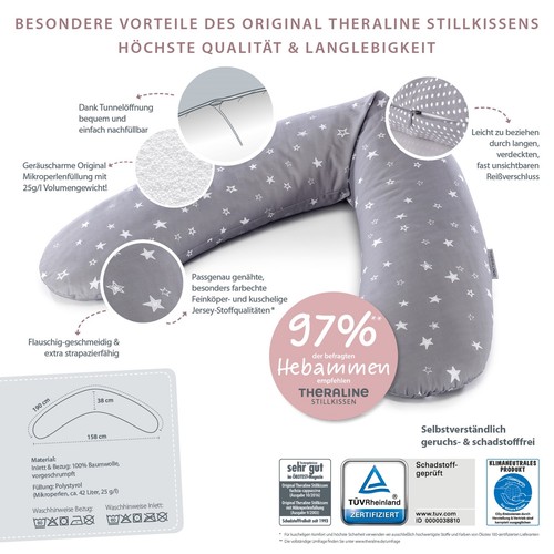 Bezug Punkte flieder NEU Theraline Stillkissen Das Original 190 cm inkl