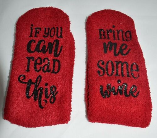 Socken flauschig if you can read this bring me some wine winesocks Weinsocken