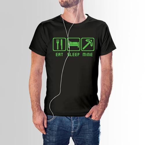 Eat Sleep Mine Game Inspired Printed T-Shirt