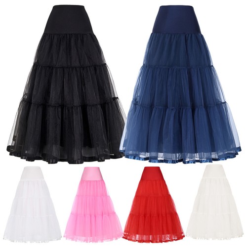 Women Casual High Rise Retro Dress Vintage Dress Petticoats Long Skirt