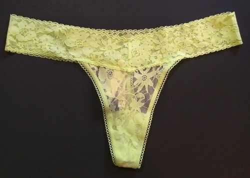 Victoria Secret Lacie Floral Lace Thong Panty Iced Kiwi w// Embellishment sz XL