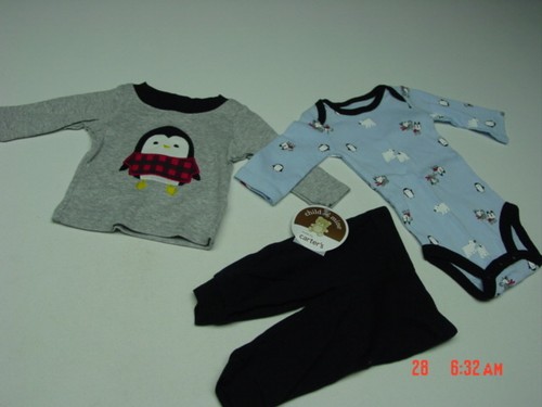 NWT Infant Boy 3 pc Outfit Carter/'s Shirt Creeper Pants Penguin Polar Bear Dog