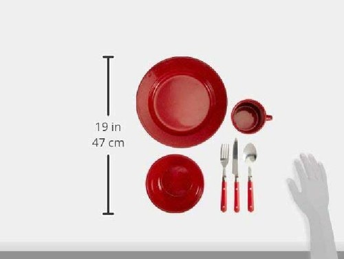 Coleman 24-Piece Enamel Dinnerware Set Red