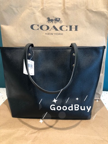 Coach F58846 City Zip Tote In Crossgrain Leather Handbag Black Gold Hardware