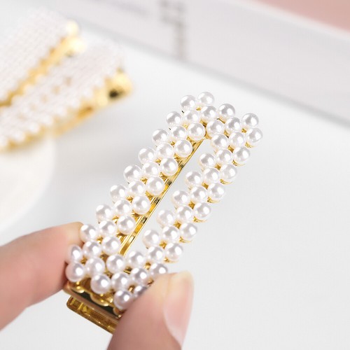 Rectangle Women Barrettes Waterdrop Shape Hairgrips Pearl Hairpins Hair Clips