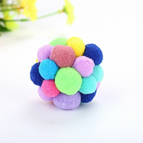 Pet Cat Ball Toy Colorful Handmade Bells Bouncy Balls Built-In Catnip Interactiv