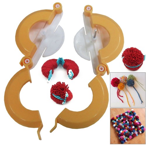 4 tamaño Pom Pom Hacedor Pelusa Bola Tejedor de punto aguja Hágalo usted mismo kit de herramientas Bobble Craft SA