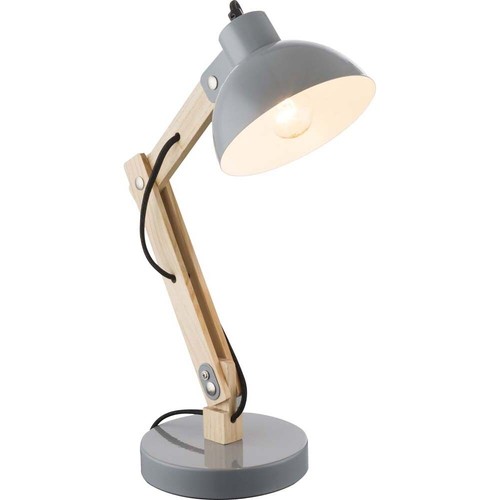 Schreib Tisch Lampe Leuchte Holz Schalter Grau Beleuchtung Wohn Schlaf Big.Light