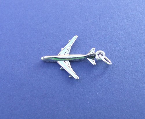 Avión Jet piloto de vuelo volar vacaciones encanto plata esterlina 925