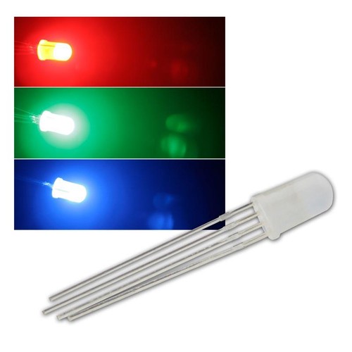 10 LED 5mm RGB Diffuso diffusa fiscale bare LEDs 3-Chip RGBS 4-POLI controllabili