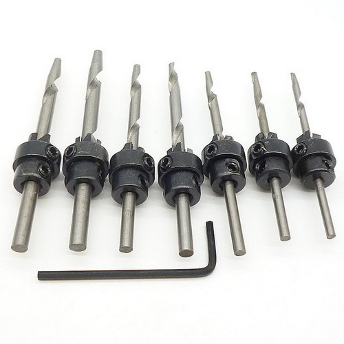 22Pc Tapered Drill /& Countersink Bit Screw Set Wood Pilot Hole Woodworking 7PCS
