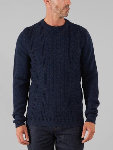 Farah chelmorton Navy Cable Knit crew Maglione a girocollo taglia small 2XL