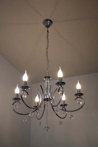 Lustre Cristal Chrome 6-flg suspendu lampe lustre