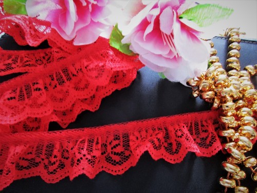 12colors Lovely ruffled lace trim 1 inch wide =PRICE FOR 1 YARD=// select color//