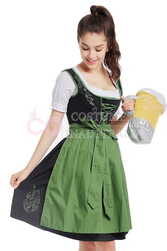 Ladies Beer Maid Costume Wench German Heidi Oktoberfest Girl Womens Fancy Dress