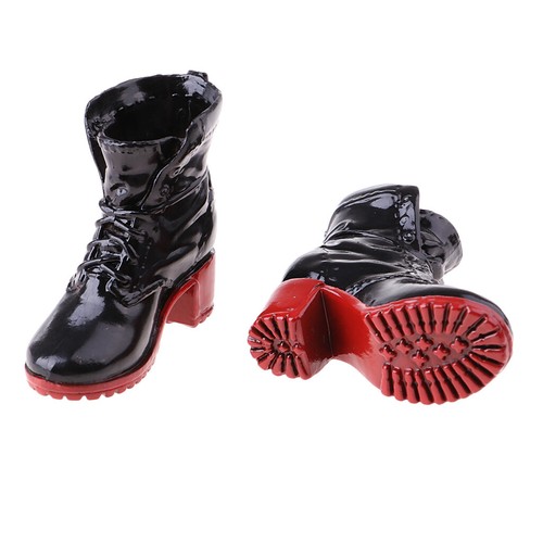 1//6 shoeslace ANFIBI SCARPE PER 12/" Action Figure Donna Drago Nero