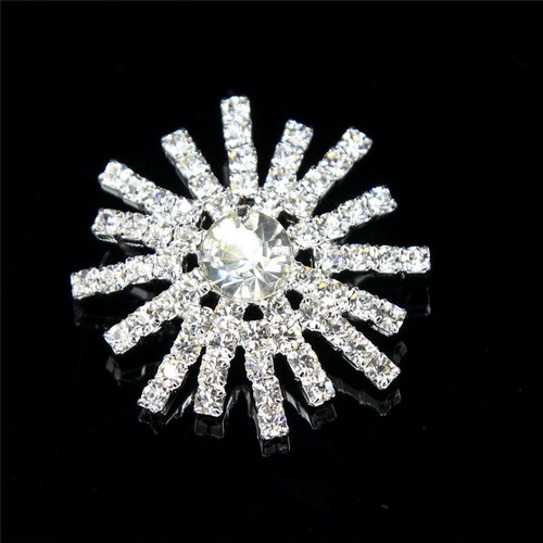 Charmant Clair Cristal Strass Tige Argent Boutons de 30 mm à Coudre Craft