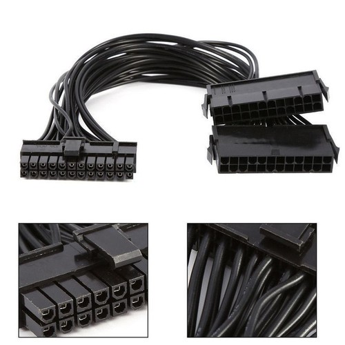 24-pin To Dual 24-pin ATX Power Supply Connector Splitter Dual-PSU ATX Adapter