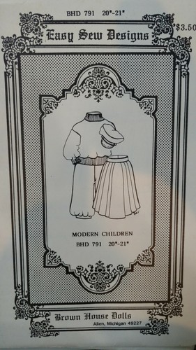 BROWN HOUSE DOLL PATTERN BHD 791 MODERN CHILDREN 20/" 21/" SKIRT SWEATSHIRT PANT