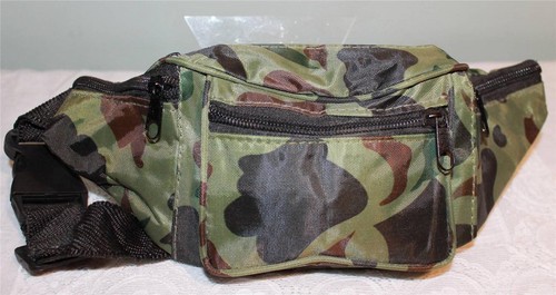 FANNY PACK CAMMO CAMOUFLAGE WOODLAND 4 POCKET LIGHT WEIGHT ADJUSTABLE HUNTING