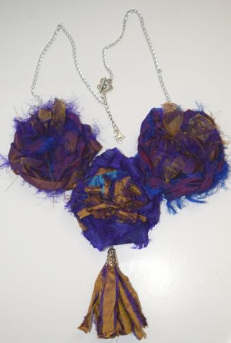 jewelry making Blue multi 100g Sari Silk Ribbon craft ribbon