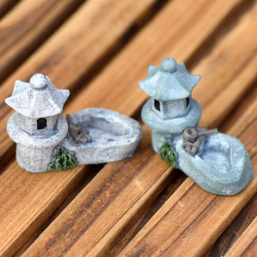 Mini Retro Pond Tower Craft Fairy Garden Decor Figurines Toys Micro Landscape JA 