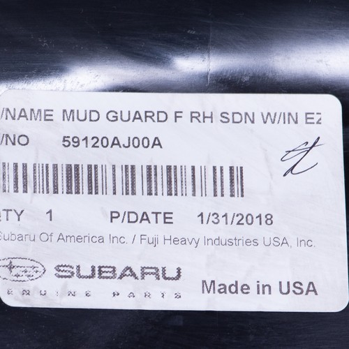 OEM NEW 2010-2014 Subaru Legacy Front Right Side Fender Splash Shield 59120AJ00A