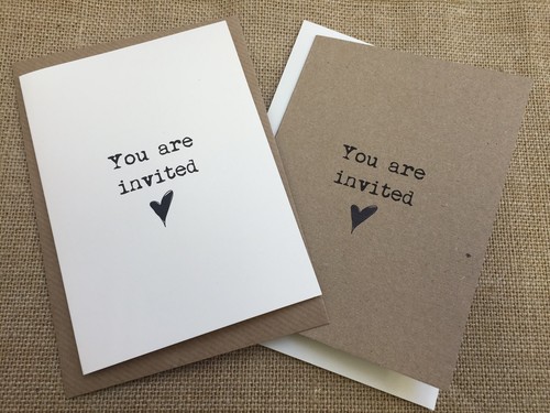 Blank inside Vintage//Rustic//DIY /'Black Heart/' Wedding Cards /& Envelopes