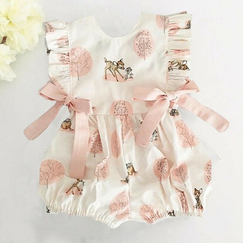 Fashion Sweet Newborn Baby Girl Romper Deer Romper Bodysuit Jumpsuit Outfits UK